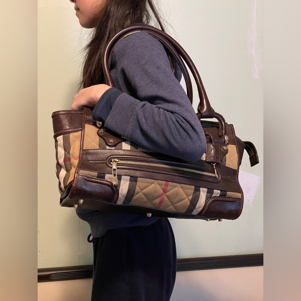 Burberry Quilted House Check Canvas and Leather Manor Bag shoulder bag classic